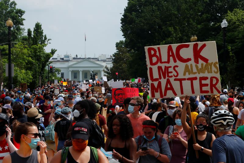 Protest against racial inequality in the aftermath of the death in Minneapolis police custody of George Floyd, in Washington