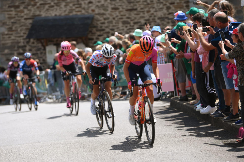 MONTIGNACLASCAUX FRANCE  JULY 25 Alice Towers of The United Kingdom and Team CanyonSRAM Racing competes during the 2nd Tour de France Femmes 2023 Stage 3 a 1472km stage from CollongeslaRouge to MontignacLascaux  UCIWWT  on July 25 2023 in MontignacLascaux France Photo by Alex BroadwayGetty Images