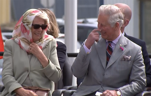 Camilla glanced over at Charles, who was also laughing. Photo: YouTube