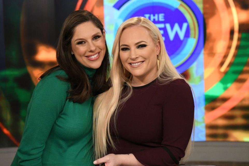 Abby Huntsman (left) and Meghan McCain on set at The View | Lorenzo Bevilaqua/Getty Images