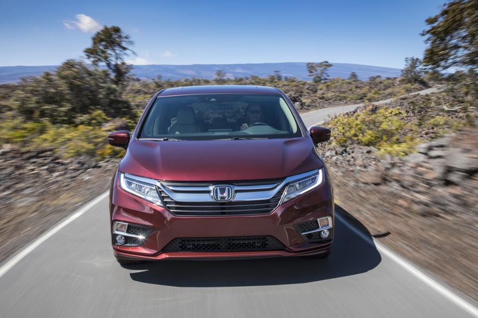 <p>In case you didn’t notice the far more energetic styling-a bit too energetic, perhaps-<a href="http://www.caranddriver.com/honda/odyssey" rel="nofollow noopener" target="_blank" data-ylk="slk:the Honda Odyssey;elm:context_link;itc:0;sec:content-canvas" class="link ">the Honda Odyssey</a> was completely redesigned for its fifth generation for the 2018 model year, moving to the platform shared with the latest Pilot and Ridgeline. There are new family-friendly features plus more side-to-side second-row seat adjustability and an all-new Android-based infotainment system. The biggest dimensional change is an ever so slight (0.7 inch) narrowing of overall width, done for the purposes of reducing frontal area and improving aerodynamics. Total interior volume shrinks slightly as a result, but cargo volume remains consistent, and all three rows are still habitable by adults and children alike. The 2019 Odyssey comes in five familiar trim levels, ranging from the $31, 235 LX to the $48,115 Elite. </p><p>Flip through this gallery to learn even more about the latest Odyssey's newness.</p>