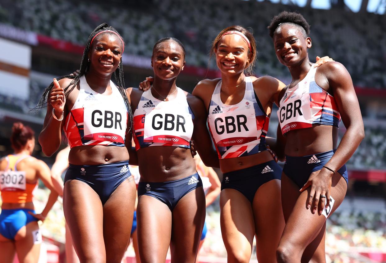 Left to right: Asha Philip, Dina Asher-Smith, Imani Lansiquot and Daryll Neita  (Reuters)