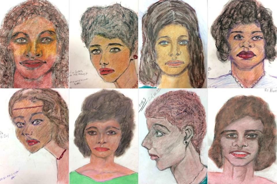 A sample of Samuel Little's eerie drawings of his many victims. | FBI