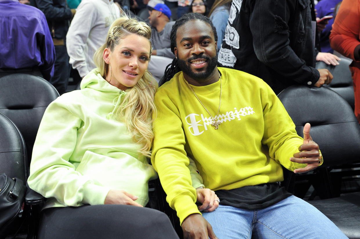 Jahleel Addae and his fiancée, Lindsey Nelson, are taking heat for an Instagram video some people say demonstrates colorism. (Photo: Getty Images)