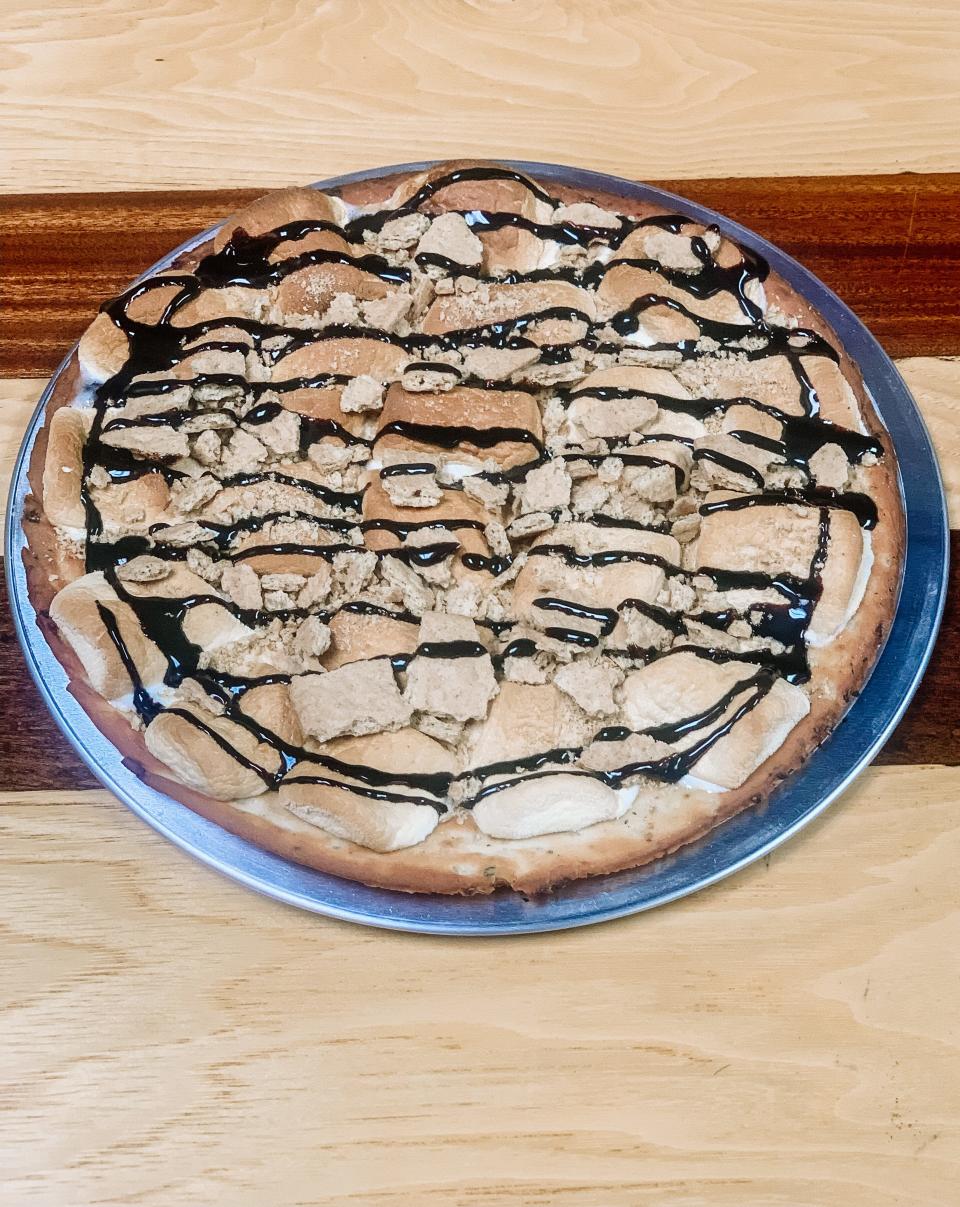 SMores Pizza for dessert at Bullseye Pizza in Seymour on July 1, 2022.