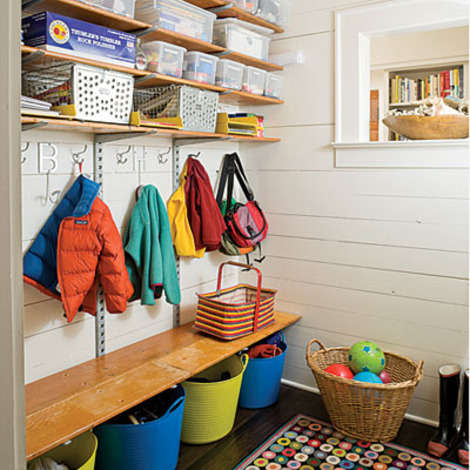 Shelves use salvaged bleachers