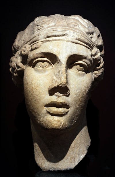 A seventh century B.C.E. marble bust of Sappho from the Archaeological Museum in Istanbul. <a href="https://www.gettyimages.com/detail/news-photo/sculptural-bust-of-the-greek-lyric-poetess-sappho-marble-news-photo/566415199?adppopup=true" rel="nofollow noopener" target="_blank" data-ylk="slk:GraphicaArtis/Archive Photos via Getty Images;elm:context_link;itc:0;sec:content-canvas" class="link ">GraphicaArtis/Archive Photos via Getty Images</a>