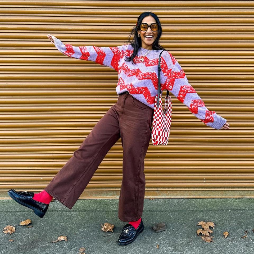 Visual artist Zeena Shah is one of the latest influencers to style red socks