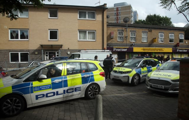 Police officers in Tower Hamlets after a man suffered stab injuries (Yui Mok/PA Wire)