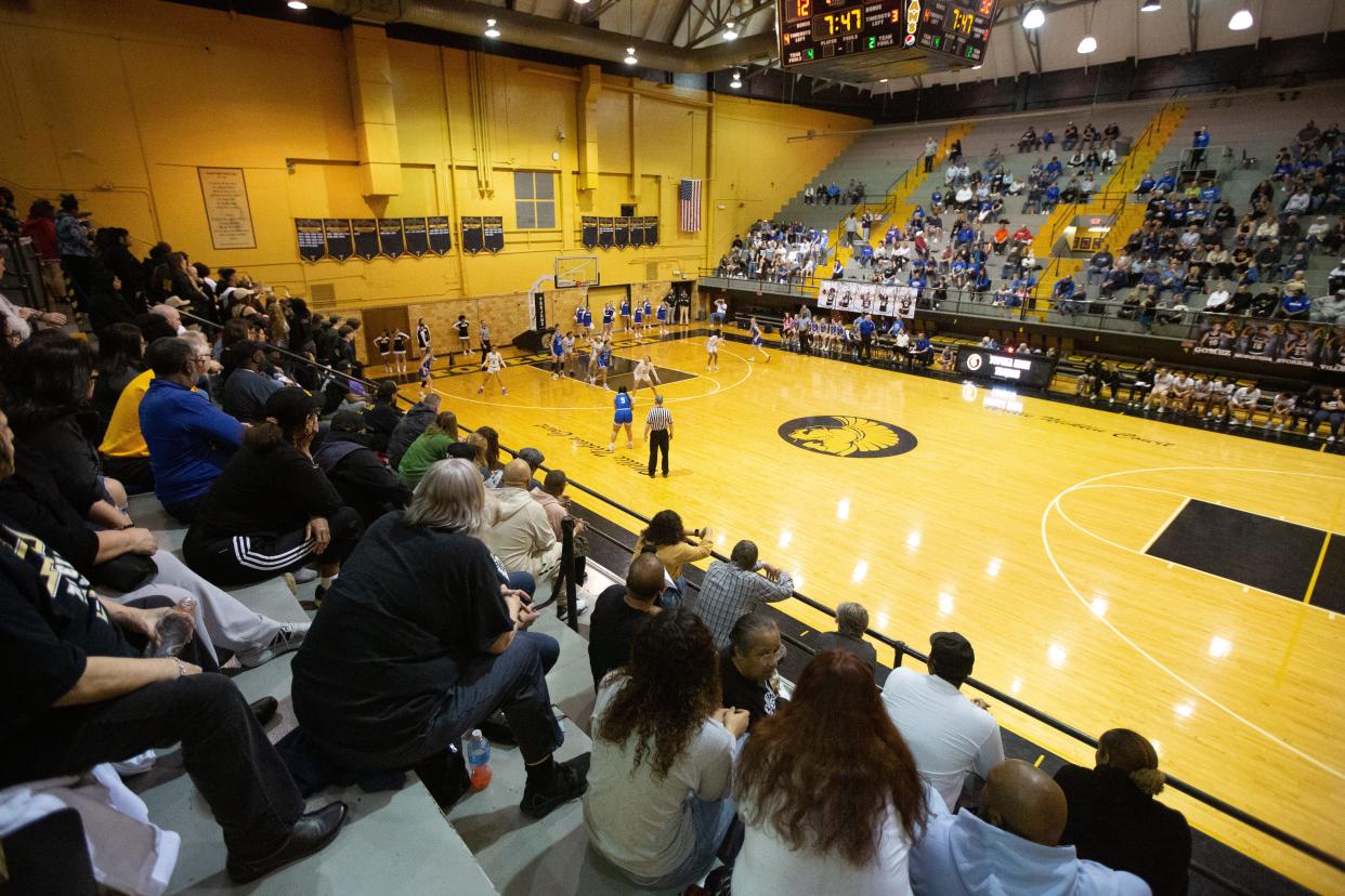 Fans watch as Topeka High takes on Washburn Rural in the second half of Saturday's KSHSAA 6A Sub-State championship at Topeka High.