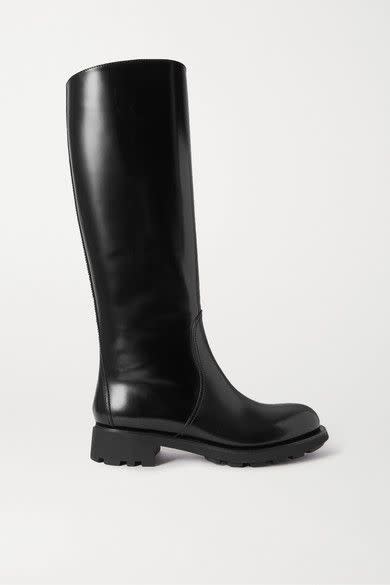 10) Prada 40 Glossed-Leather Knee Boots