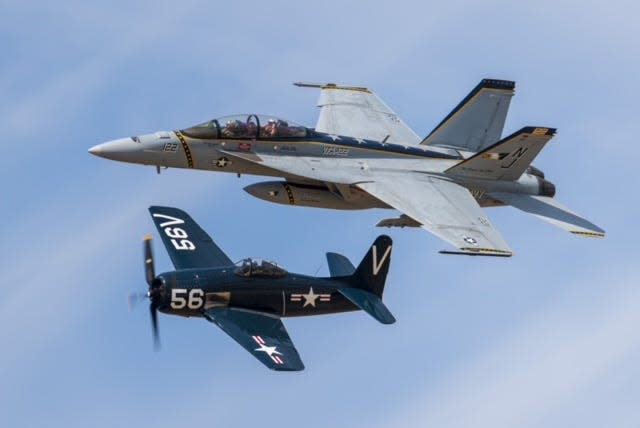 A photo of the F/A-18 'Rhino' demonstration jet.