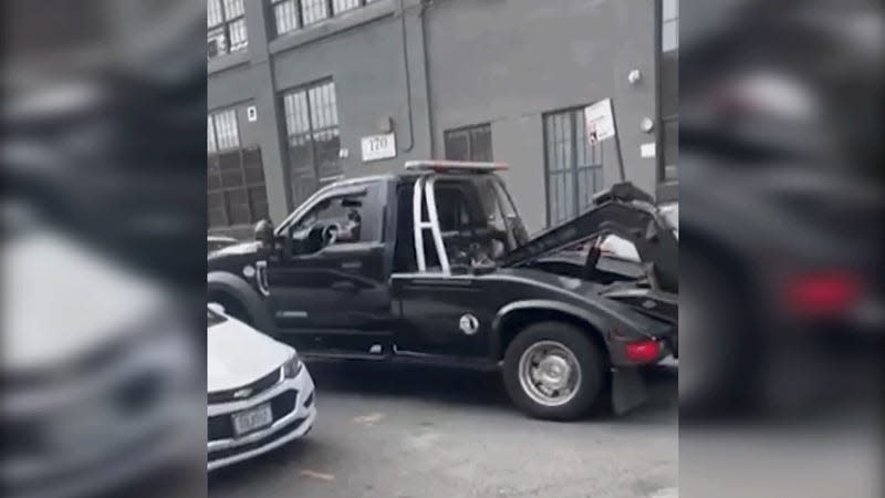 How many trucks would a tow truck tow if a tow truck could tow trucks? - Gif: LLN NYC via YouTube