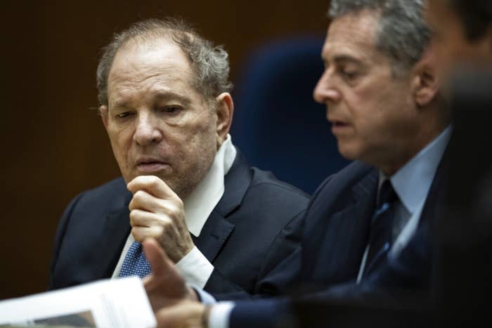 Harvey Weinstein appears in court with his attorney Mark Werksman in Los Angeles on Oct. 4, 2022.