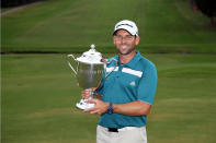GREENSBORO, NC - AUGUST 20: Sergio Garcia of Spain holds the Sam Snead Cup after winning the Wyndham Championship at Sedgefield Country Club on August 20, 2012 in Greensboro, North Carolina. (Photo by Hunter Martin/Getty Images)