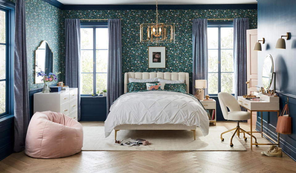 Rifle Paper Co. partnered with Pottery Barn’s kids and teen divisions for the launch of a joint collection, featuring a colorful and sophisticated array of furniture, bedding, art and wallcoverings