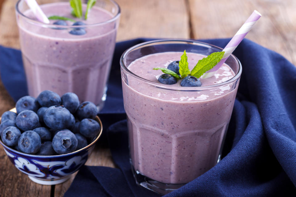 Two blueberry smoothies
