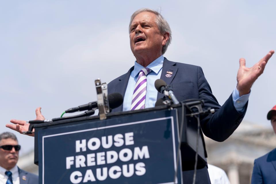 Rep. Ralph Norman, R-S.C., speaks at a news conference held by members of the House Freedom Caucus on Capitol Hill in Washington, Thursday, July 29, 2021, to complain about Speaker of the House Nancy Pelosi, D-Calif. and masking policies. (AP Photo/Andrew Harnik) ORG XMIT: DCAH126