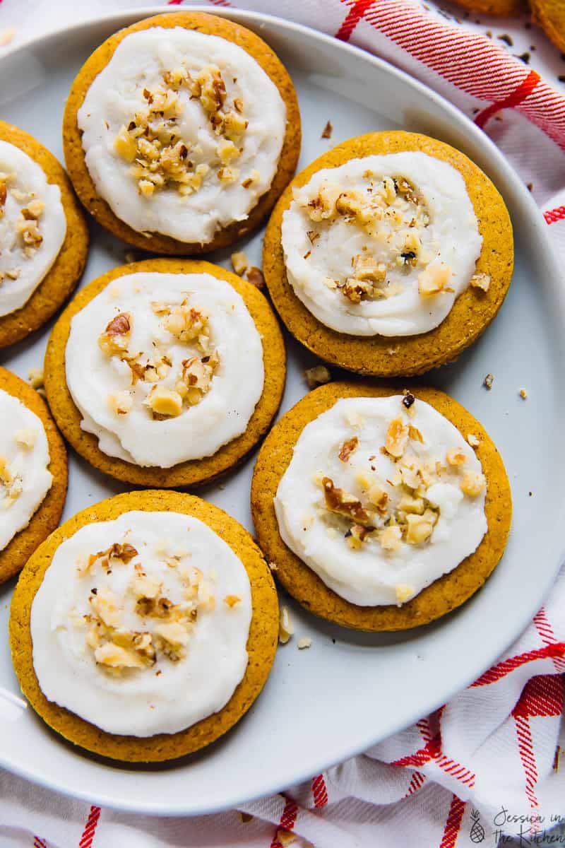 <p>These pumpkin cookies are so easy to make! Whip up cream cheese frosting to spread on top.</p><p><strong>Get the recipe at <a href="https://jessicainthekitchen.com/rolled-pumpkin-spice-cookies/" rel="nofollow noopener" target="_blank" data-ylk="slk:Jessica in the Kitchen;elm:context_link;itc:0;sec:content-canvas" class="link ">Jessica in the Kitchen</a>.</strong> </p>