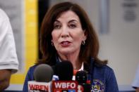 New York Governor Kathy Hochul addresses the media following a shooting in Buffalo