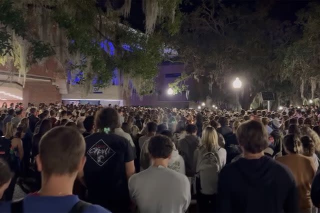 <p>Matt V Gold</p> Students at University of Florida during the Hillel vigil for Israel