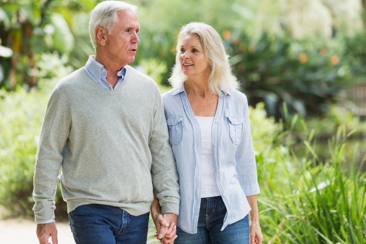 Senior couple walking