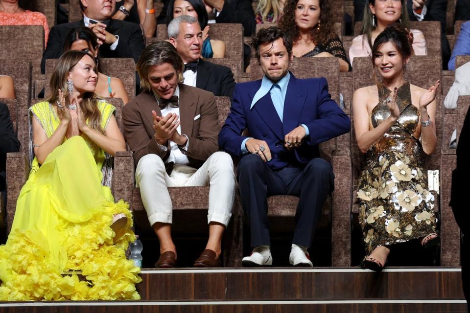 Olivia Wilde, Chris Pine, Harry Styles and Gemma Chan at the Venice Film Festival this year (Getty Images)