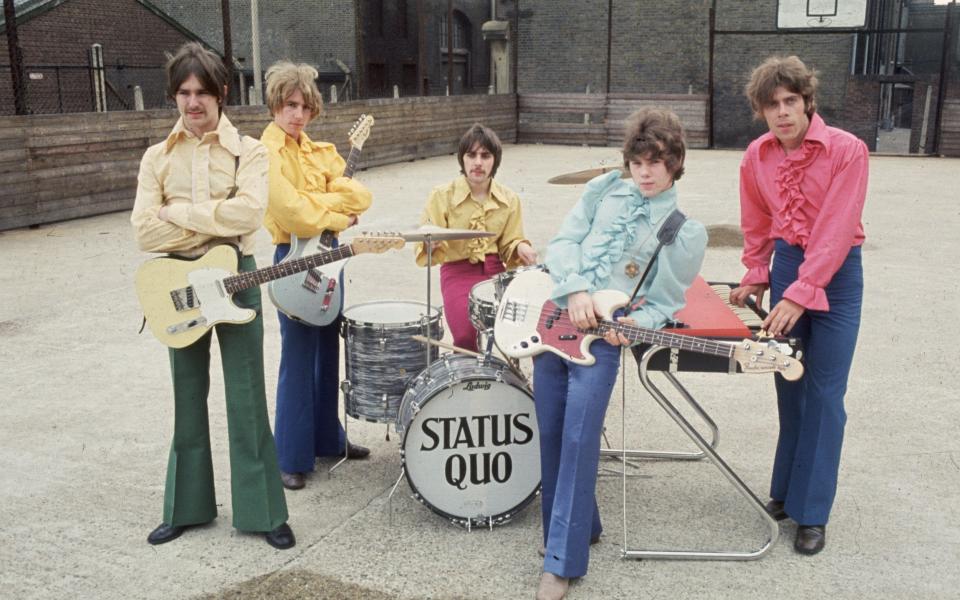 The Quo in their psychedelic days of 1968, l-r, Rossi, Parfitt, John Coghlan, Lancaster and Roy Lynes - Keystone/Hulton Archive/Getty Images