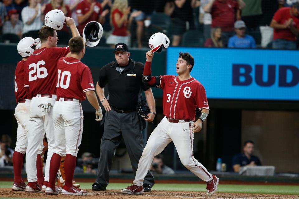 Oklahoma catcher Jimmy Crooks has helped the Sooners reach the College World Series for the 11th time in program history. The Sooners play Texas A&M at 1 p.m. Friday in Omaha, Nebraska.