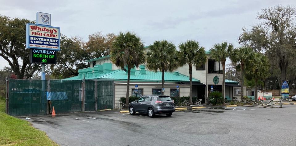 A landmark family-owned restaurant for 60 years, Whitey's Fish Camp on Fleming Island is up for sale for an undisclosed asking price. Pictured on Feb. 17, 2024, the fish camp includes a waterfront restaurant, boat marina, RV campground and entertainment venue, real estate flyers show.