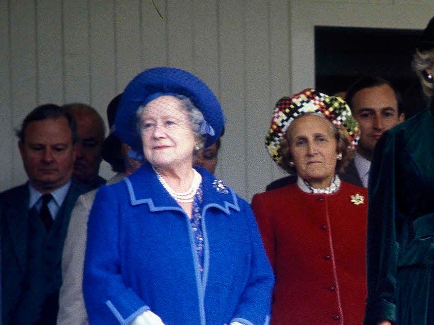 The Queen Mother, Princess Diana, and Prince Charles at the 1983 Mey Highland Games.