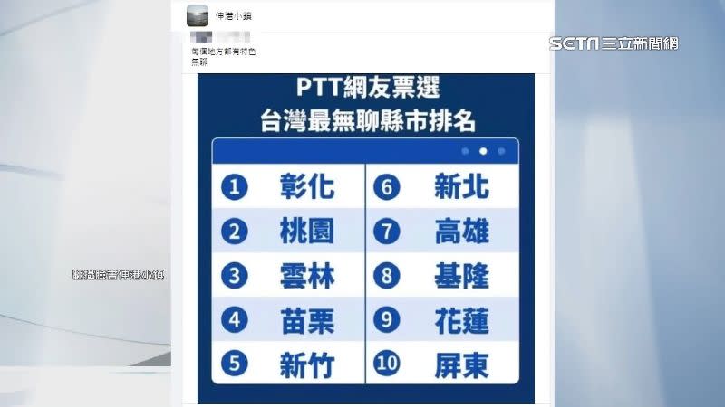 PTT網友票選台灣最無聊縣市排行榜，彰化高居榜首。（圖／翻攝自臉書伸港小鎮）