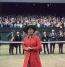 <p>Princess Margaret on centre court at Wimbledon to present John Newcombe with the Men's Singles Trophy in 1970.</p>