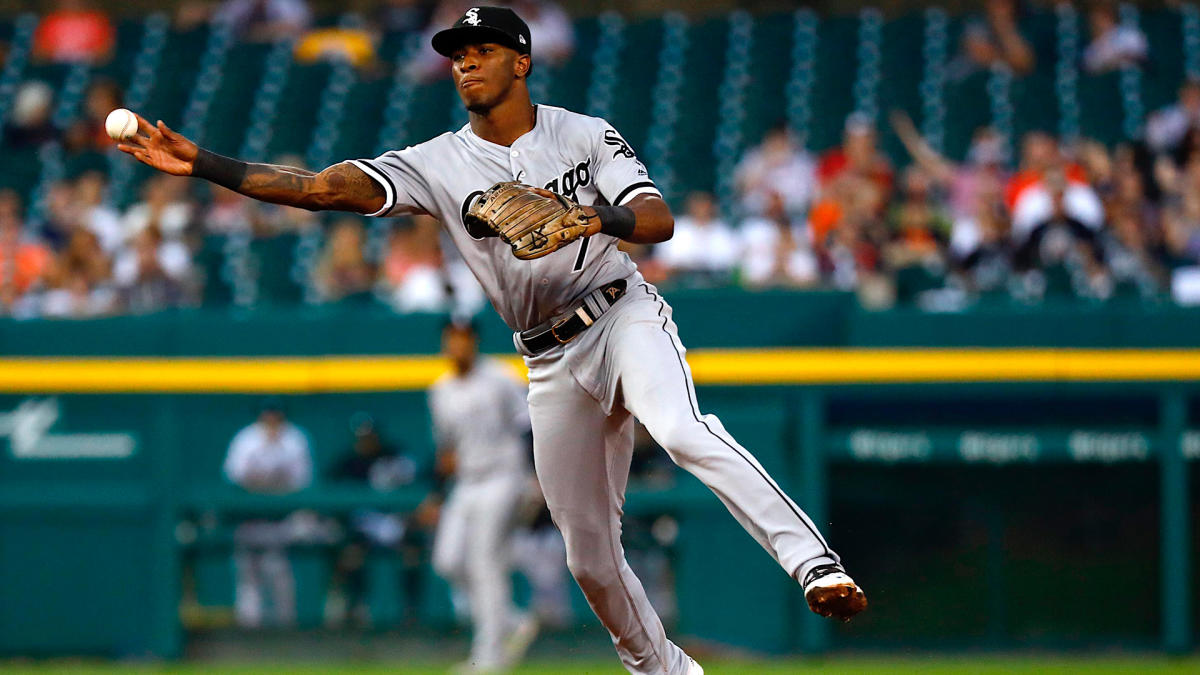 Chicago White Sox shortstop Tim Anderson looks skyward after his fielding  error in the ninth inning of a baseball game against the Miami Marlins,  Saturday, June 10, 2023, in Chicago. The Marlins