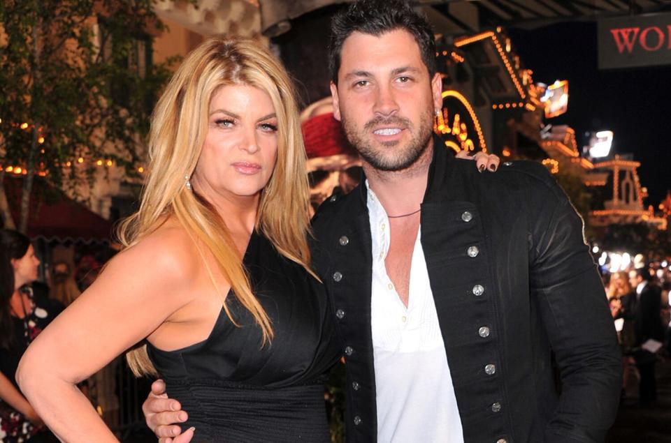 Kirstie Alley and dancer Maksim Chmerkovskiy arrive at the world premiere of "Pirates Of The Caribbean: On Stranger Tides"