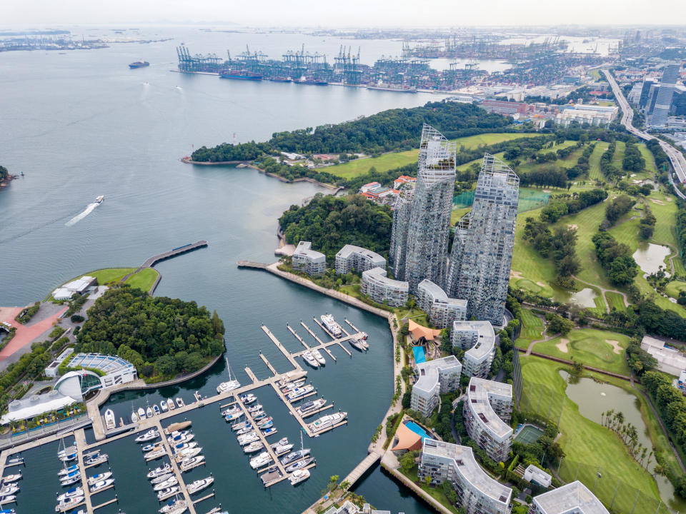 Aerial view of Keppel Bay with modern residence in Sentosa Cove, Singapore. (Photo: Getty Images)