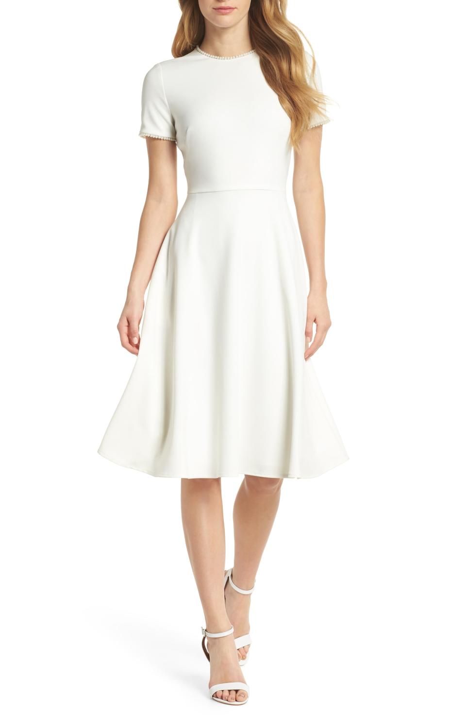 Victoria Pearly Trim Fit & Flare Dress