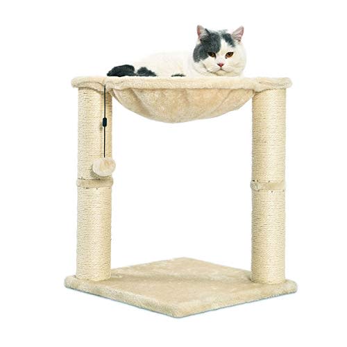 AmazonBasics Cat Condo Tree Tower With Hammock Bed And Scratching Post, 16 x 20 x 16 Inches, Beige (Amazon / Amazon)