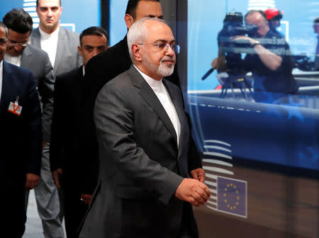 Iran's Foreign Minister Mohammad Javad Zarif arrives at the EU council in Brussels, Belgium May 15, 2018. REUTERS/Yves Herman