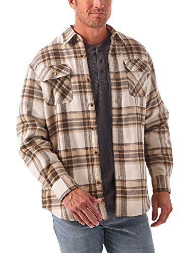 7) Wrangler Authentics Men’s Long Sleeve Sherpa Lined Shirt Jacket, Birch, Medium