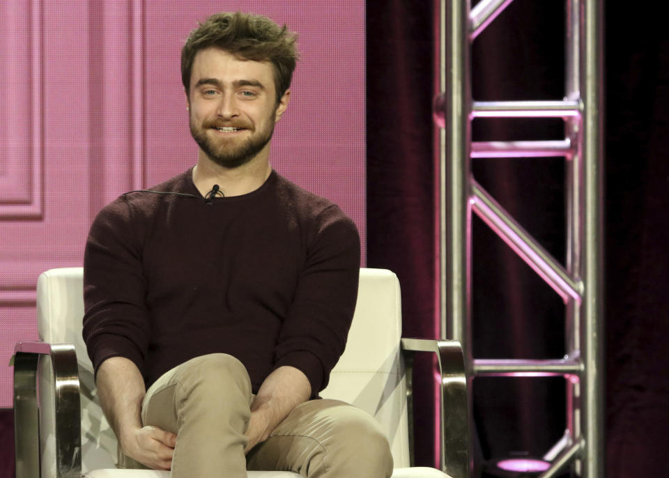 FILE - Daniel Radcliffe participates in the "Miracle Workers" panel during the TBS presentation at the Television Critics Association Winter Press Tour on Feb. 11, 2019, in Pasadena, Calif. Radcliffe turns 32 on July 23. (Photo by Willy Sanjuan/Invision/AP, File)
