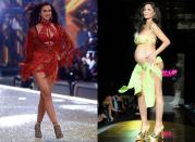 <p>Klicken Sie sich durch die Galerie, um berühmte Models zu sehen, die sich schwanger auf dem Laufsteg zeigten. <i>(Bild L: Irina Shayk, Bild R: Raffaella Fico, Getty Images)</i></p>