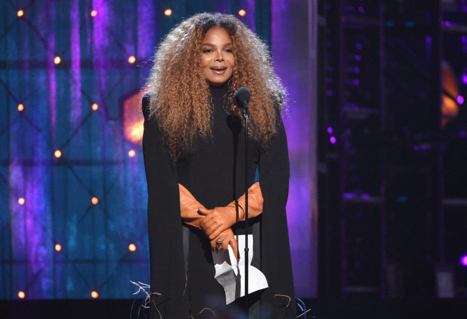 Inductee Janet Jackson speaks at the Rock & Roll Hall of Fame induction ceremony at the Barclays Center on Friday, March 29, 2019, in New York. (Photo by Evan Agostini/Invision/AP) ORG XMIT: NYPM197