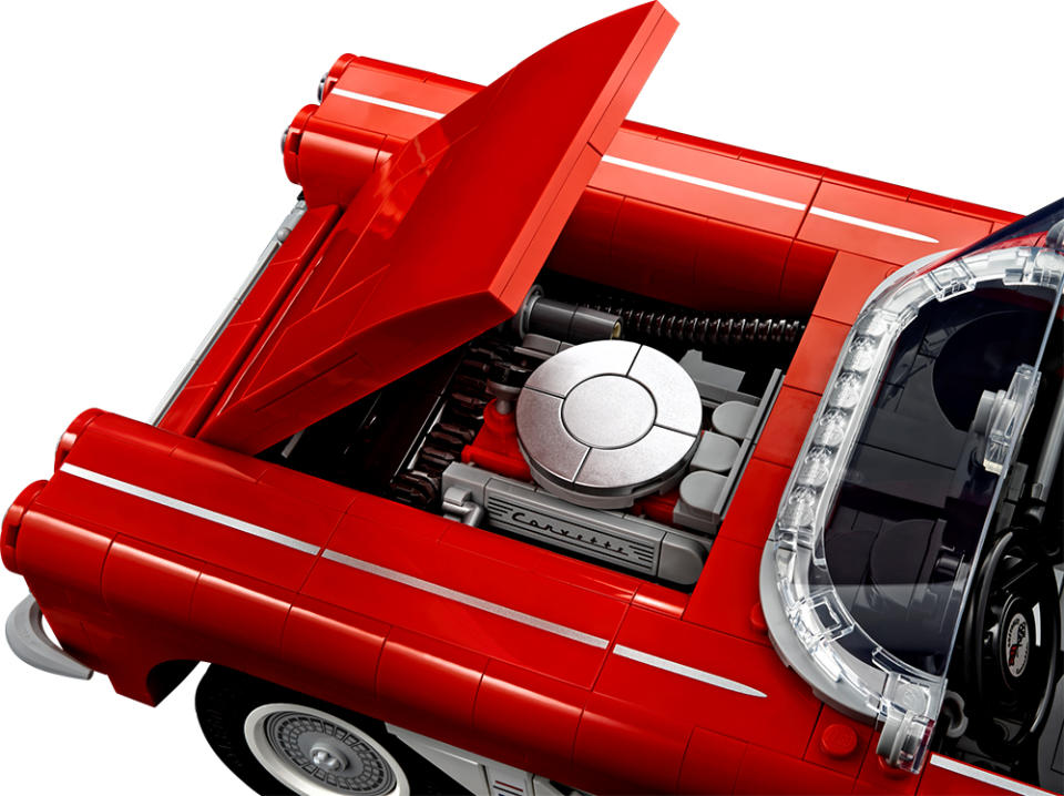 Lego 1961 Corvette replica under hood
