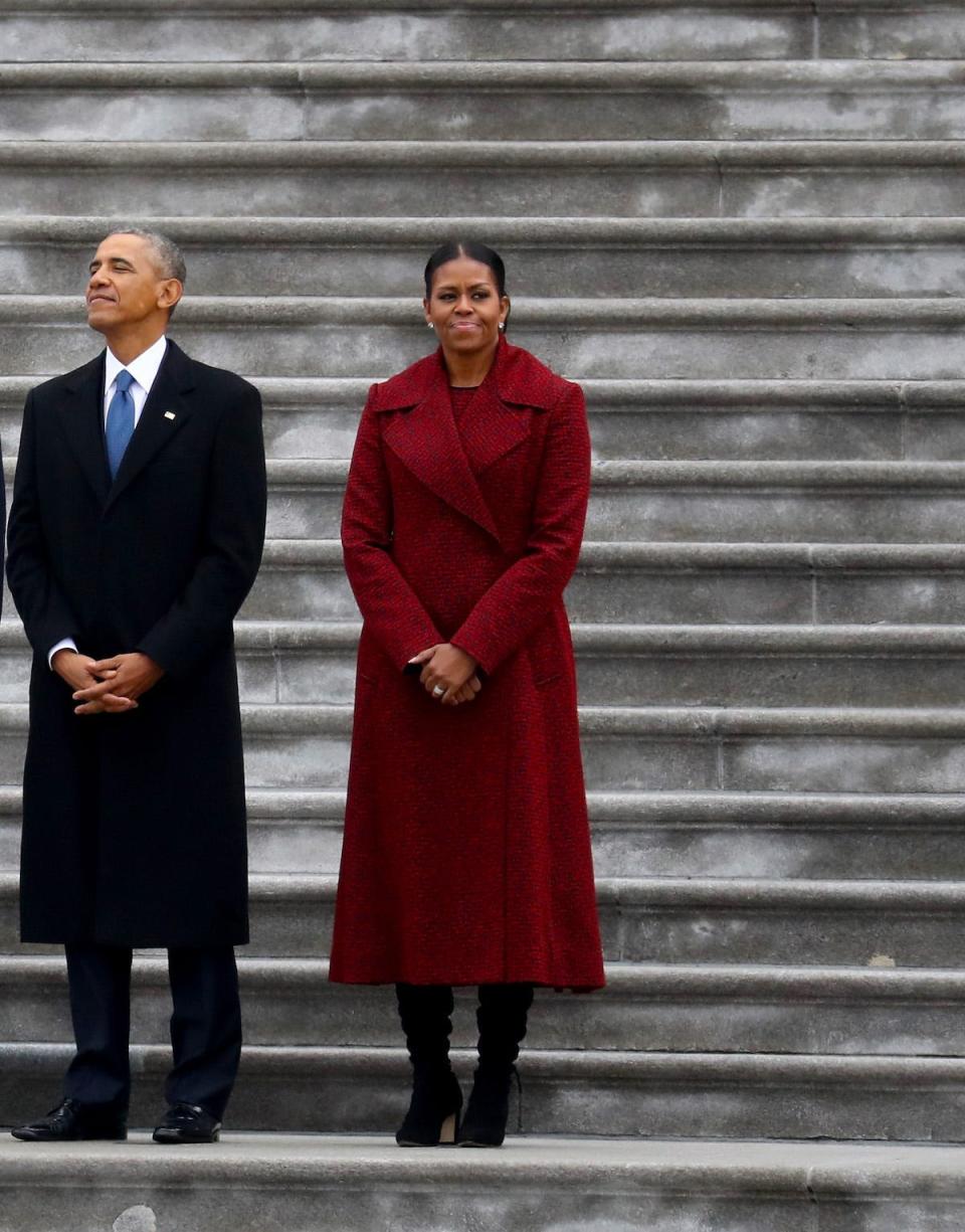 The Obamas at the inauguration in 2017.