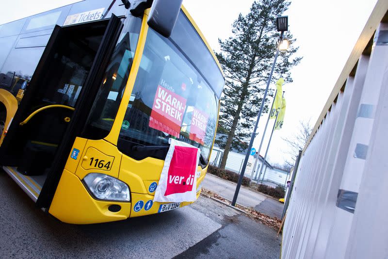 Nationwide strike called by the German trade union Verdi over a wage dispute, in Berlin