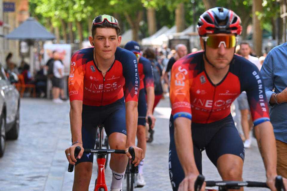 NARBONNE FRANCE  JUNE 15 Joshua Tarling of The United Kingdom and Team INEOS Grenadiers prior to the 47th La Route DOccitanieLa Depeche Du Midi 2023 Stage 1 a 1843km stage from Narbonne  to Gruissan on June 15 2023 in Narbonne France Photo by Luc ClaessenGetty Images
