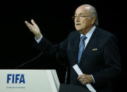 FIFA President Sepp Blatter makes a speech before the election process at the 65th FIFA Congress in Zurich, Switzerland, May 29, 2015. REUTERS/Ruben Sprich