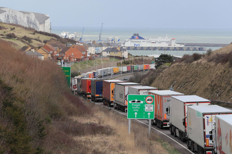 <em>Operation Stack has been put in place, allowing lorries to queues on the M20 (Picture: PA)</em>