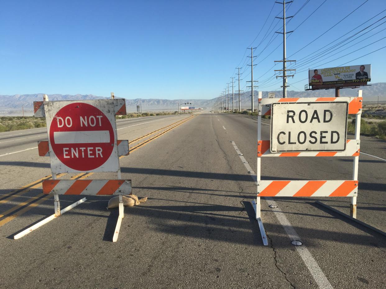 North Gene Autry Trail was closed as a result of low visibility and sand buildup on Sunday, July 3, 2022.